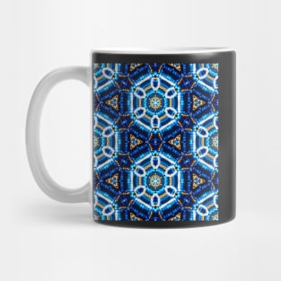 Blue and Gold Beadwork Inspired Fashion Print Mug
